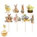 Easter Cake Toppers - 8PCS Easter Cupcake Toppers Decorations Easter Rabbit Cupcake Picks Easter Egg Cake Decoration Picks Happy Easter Cupcake Toppers Easter Party Decorations