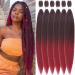 Xusuperb 30 inches long pre Stretched braiding hair ombre red Easy braids extensions black red kanecalon synthetic hair 6 packs knotless soft yaki braids hair extensions (t1b/900#) 76 cm (6 Pack) T1b/burgundy##