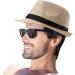 Beige Mens Straw Fedora Hat | Trilby Sun Panama Wool Hat | Size 7 1/4 (58cm) - Buy Online on SooperMarket.com