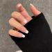 French Tip False Nails 24PCS | Medium Square Nude & White Fake Nails with Jelly Glue - Press on Nails for Women & Girls - Buy Online on SooperMarket.com