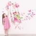 wondever Girl on Swing Wall Stickers Butterfly Flower Ballons Peel and Stick Wall Art Decals for Girls Bedroom Kids Room Baby Nursery