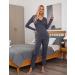 Irdcomps Women's Maternity Pyjamas Set - Cotton Nursing Nightwear PJ Set for Breastfeeding - Long Sleeve Sleepwear for Pregnancy - Hospital/Home - Dark Grey - Buy Online on SooperMarket.com