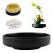 WANDIC Flower Arranging Supplies  Round Flower Frog & Ceramic Flower Pot Hammer-Pattern Black Flower Arrangement Pot for Ikebana Floral Art Home Office Decoration Style 2