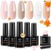 Modelones Builder Nail Gel 6 Colors 8-in-1 Set for Nails Hard Strengthener Extension Color Base Rhinestone False Tips Glue in a Bottle Gifts Women Clear Nude Pink
