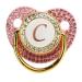 Gold Baby Pacifier Rhinestone Covered Rhinestone Lightweight Pacifier Set for 6-18 Months Baby Home Use (Letter C)