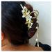 Butterfly Flower Hair Barrettes Vintage French Pearl Ginkgo Leaf Tassels Claws Floral Hair Clips Accessories for Women Girls (Style B)