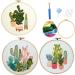 Highkick Embroidery Starter Kits for Adults Beginners with Stamped Pattern Embroidery Floss + Needles + Hoop Cactus Series 3 Pack