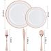 WDF 125PCS Rose Gold Plastic Silverware & Disposable Plates Set - Ideal for Wedding, Party, Christmas - Includes 25 Dinner Plates, 25 Salad Plates, 25 Forks, 25 Knives, 25 Spoons - Buy Online on SooperMarket.com