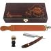 Vintage Wooden Straight Razor Set with Brush and Leather Strop | Classic Collection for Hair Shaving | Premium Quality - Buy Online on SooperMarket.com