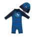 BONVERANO Baby Boys Swimsuit Toddler Bathing Suit Long-Sleeve Zipper One Piece Swimwear with UPF 50+ Sun Protection Whale 18-24 Months