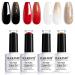 Foil Nail Polish Set, Glitter Gel Nail Polish, 4Pcs Black Milky White Red Sequins Gel Polish, Shiny Nail Art Set for Nails Decorations DIY at Home, UV LED Lamp Required Foil flakes gel set