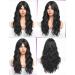 Wokestar Long Black Synthetic Hair Wig with Curtain Fringe for Women - Buy Online on SooperMarket.com