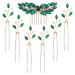 inSowni 7 Pieces Vintage Proms Bridal Wedding Glitter Emerald Green Rhinestone Crystal Gold Metal Hair Side Combs Slides U-shaped Hair Pins Accessories for Women Flower Girls Brides Bridesmaids