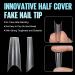 TOMICCA Long Coffin French Edge Nail Tips - 240pcs Half Cover Clear False Nails for Acrylic Extensions - 15 Sizes Half Cover-Long Coffin - Buy Online on SooperMarket.com
