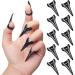 10 Pieces Finger Claws Rings Full Finger Set Retro Metal Nail Punk Rock Nail Finger Armor Gothic Talon Nail Fingertip Claw for Cosplay Nail Art Holiday Party (Black)