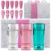 3 Pcs Nail Art Jelly Stamper EBANKU Double Head Nail Art Silicone Stampers with Cap Transparent Green Red Soft Nail Art Stamping Kit with 6 Scraper for Manicure Tools