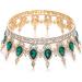 FORSEVEN Queen Crown Rhinestone Wedding Tiara | Crystal Bridal Princess Crown for Women - Gold and Green | Costume Party Hair Accessory - Buy Online on SooperMarket.com