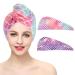 Cerulentree 2 packs hair drying cloth wrap hair women bathroom hair turban towel with buttons super absorbent fast drying head wrap for smooth hair curly hair