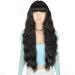 YEESHEDO Long Black Wigs with Fringe - Natural Looking 28 Inches Curly Wavy Synthetic Hair for Women - Ideal for Daily Wear and Halloween Cosplay - Buy Online on SooperMarket.com