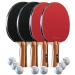 JP WinLook Ping Pong Paddles Sets - Portable Table Tennis Paddle Set with Ping Pong Paddle Case & Ping Pong Balls. Premium Table Tennis Racket Player Set for Indoor & Outdoor Games Red/Black 4 Paddle Set