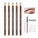 5P Waterproof Eyebrow Pencil Pull Cord Peel-off Brow Pencil Microblading Eyebrow Pen Supplies Set Brow Pen Eyebrow Tattoo Makeup for Marking Filling and Outlining with Eyebrow Trimming Tool(Dark Brown)