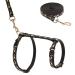 SCIROKKO Cat Harness and Lead Set - Escape Proof Luminous Adjustable for Outdoor Walking with Safety Buckle Moon and Star Black