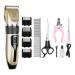 Podazz Electric Dog Grooming Kit Pet Clippers for Small Medium Large Breeds Pet Shaver Low Noise Dog Hair Trimmer Kit Rechargeable Cordless Dog Grooming Clippers Electric Pet Clippers Gold