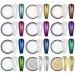 Saviland Mermaid Chrome Nail Powder Set - 12PCS White Pearl Aurora Chrome Nail Powder  Metallic Mirror Gold Nail Chrome Powder for Gel Nails Pearlescent Glitter Pigment Powder for Nails Decoration