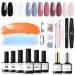 Modelones 20PCS Gel Nail Polish Kit with U V Light-6 Colors Classic Neutral All Season Soak Off Gel Polish Set  Portable Mini LED Lamp  Base Top Coat  All in One Manicure Kit for Starter  DIY Salon Gift Pink Blue Violet ...