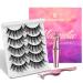 Magnetic Eyelashes with Eyeliner - Magnetic Eyelashes Natural Look Kit  Mixed 3D Mink Magnetic Eyelashes Reusable False Lashes with Applicator  No Glue Needed (5-Pairs) (mink look) Type1
