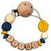 Storchenkind - personalized baby gift with name - girls/boys |Different color variants |including gift packaging |Laser engraved wooden letters + food -safe silicone blue/yellow