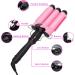 Awhoas 3 Barrel Curling Iron 32MM Hair Waver | Triple Barrel Hair Crimper for Women | Pink Curling Wand with LCD Temp Display - Buy Online on SooperMarket.com