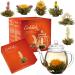 Creano tea blum gift set - bloomed spring harvest with 500ml glass jug & 6x white tea - 7 partly - Gift for Mother's Day 1x gift set