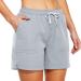 Ronony women sport shorts casual short pants sweatpants running shorts sports pants short pajamas paisa pants pajama pants with pockets and cord strain 3xl 001#gray