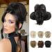 REECHO Messy Bun Hair Piece Claw Clip Hair Bun Short Ponytail Extension with Bendable Metal Wire Fake Bun Hair Pieces for Women - Black Brown