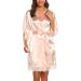 BESDEL Women's Satin Silk Short Kimono Robe - Champagne - Buy Online on SooperMarket.com