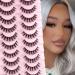 Glowingwin Russian Strip Lashes that Look Like Extensions Volume D Curl Hybrid Strip Lashes Natural 10 Pairs Pack False Eyelashes 3D Curly Faux Mink Fluffy Fake Eye Lashes Russian Lashes-SJ21