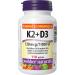 Webber Naturals Vitamin K2 with D3 110 Softgels MK-7 Formula Helps Support Bones Teeth and Immune Function - Buy Online on SooperMarket.com