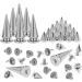 Anvin 110 Pieces Multi Size Cone Spikes Screwback Studs Metal Rivets for DIY Crafts - Silver Spikes with Screw Bases for Clothing Decoration - Buy Online on SooperMarket.com