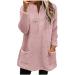 AMhomely Ladies Womens Soft Teddy Fleece Hooded Jumper Plus Size Double Fleece Casual Hoodies With Pocket V Neck Soft Fleece Hooded Sweatshirts Plain Pullover Tops Winter Lightweight Lounge Tops 02 Pink 3XL