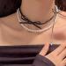 OralGos Elegant Adjustable Double Layer Choker Necklace - Stylish Silver Leather Bow Chain Jewelry for Women & Girls - Buy Online on SooperMarket.com