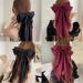 Allereya Vintage Large Silk Bow Hair Clip Barrette - Black Ribbon Hair Accessory for Women and Girls - Buy Online on SooperMarket.com