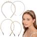 4 Pcs Pearl Headbands for Women - Headbands for Hair Band With Pearls - Gold & White Faux Pearl Headband Metal Headbands for Girls Rhinestone Headbands - Bridal Headdress Hair Hoop Headband for Women