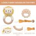 Wooden Baby Rattle - Crochet Lion Newborn Toy with Natural Wood Teething Ring - Handmade Gift for Boys and Girls - Buy Online on SooperMarket.com