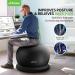 Trideer Ball Chair 65cm with Base & Bands | Exercise & Stability Ball for Home Gym | Balance & Abs Workout | Relieve Back Pain | Black - Buy Online on SooperMarket.com