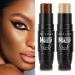 Contour Highlighter Stick Kits DE LANCI 2 PCS Cream Contour Highlighter Sticks with Brush Moisturize Highlighter and Bronzer Stick For Brown Dark Black Skin Tone Women  Face Illuminator Shade Makeup 2