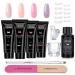 Lofuanna Poly Gel Nail Kit - 4 Colors Poly Gel Poly Nail Gel Kit with Nail Forms Slip Solution Professional Poly Gel Kit for Beginner Builder Gel Poly Extension Gel Nail Kit DIY at Home SET 3