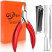 Orelex nail scissors nail cutters for ingrown and curly nails fingernail clipper with nail file ergonomic comfort grip professional stainless steel red