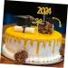 12Pcs Graduation Cupcake Toppers Glitter Cake Toppers Class of 2024 Congrats Grad Cap Diploma Cupcake Picks for Graduation Party Decorations -Golden Black - Buy Online on SooperMarket.com
