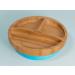 Nohla Bamboo Baby & Toddler Suction Plate Bowl Set with Silicone Spoon - Secure Grip on Smooth Surfaces - Eco-Friendly BPA-Free - Blue - Buy Online on SooperMarket.com